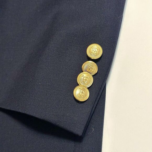 Lauren RALPH LAUREN Navy Blue Gold Button Sport Coat Suit Blazer 42R Wool - Picture 9 of 15